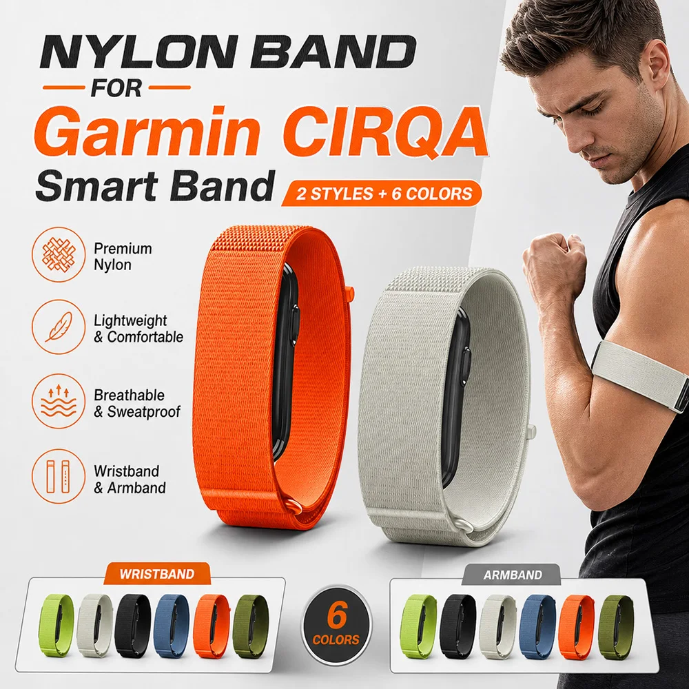 New Nylon Armband for Garmin CIRQA Soft Adjustable Lightweight Wristband Sports Replacement Strap for Men Women for Garmin CIRQA