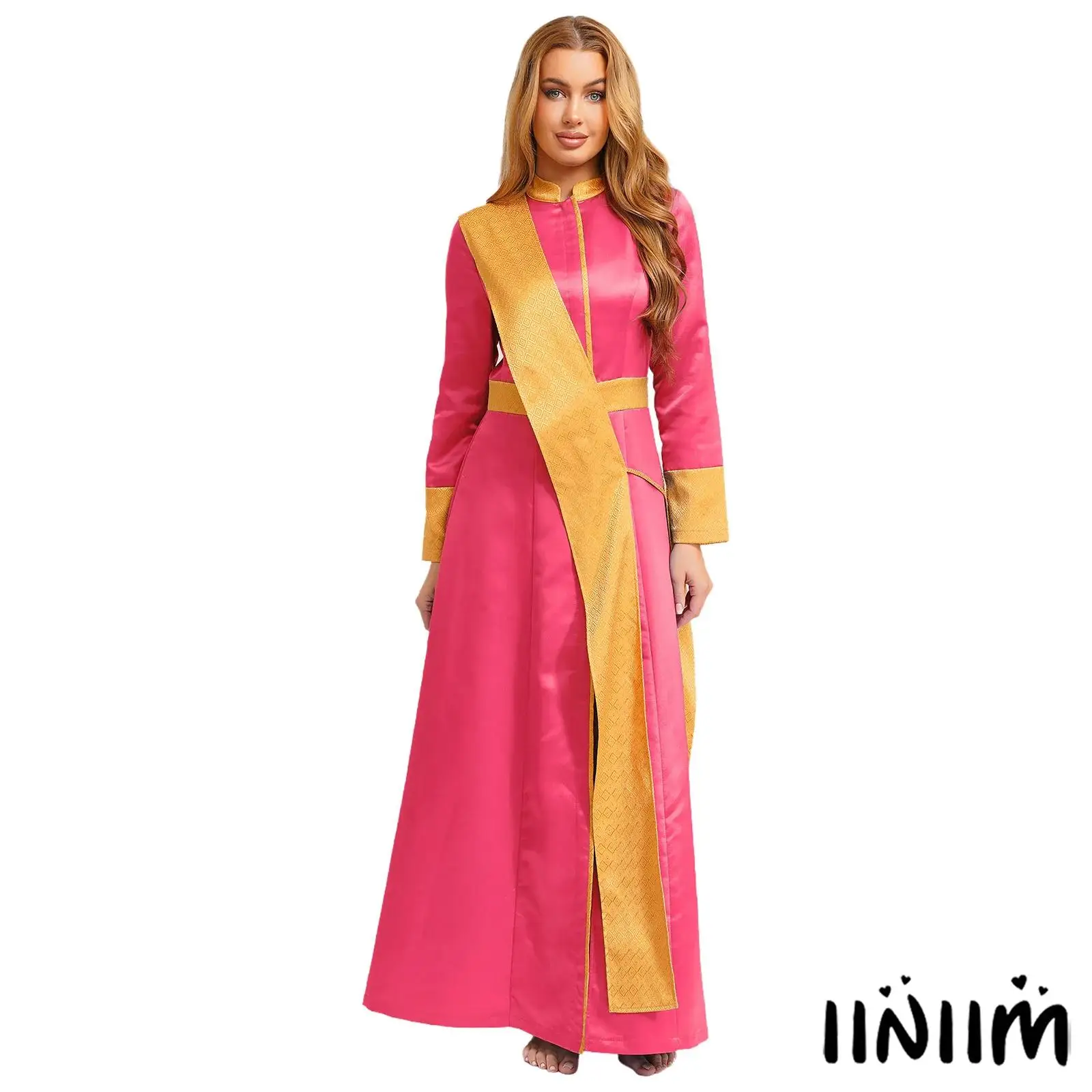 

Womens Priest Robe Uniqueness Jacquard Spliced Design with Zipper Front Stole Halloween Cosplay Costume Themed Photoshoots