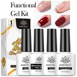 BORN PRETTY 10ml Function Gel Nail Polish Set Soak Off UV LED Base Gel Top Coat Matte Nail Prep Nail-Primer Manicure Gel Set