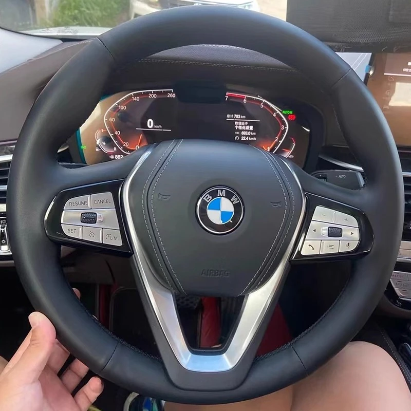 

Для BMW G20 G30 G31 530i 540i 2017-2019 черный сшитый вручную из натуральной кожи износостойкий чехол на руль автомобиля