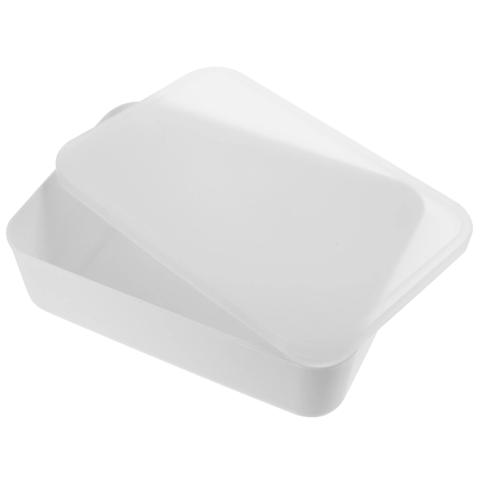 

1pc Plastic Storage Box with Lid White Desktop Organizer Container Large Capacity Easy Clean Multi-functional Bins