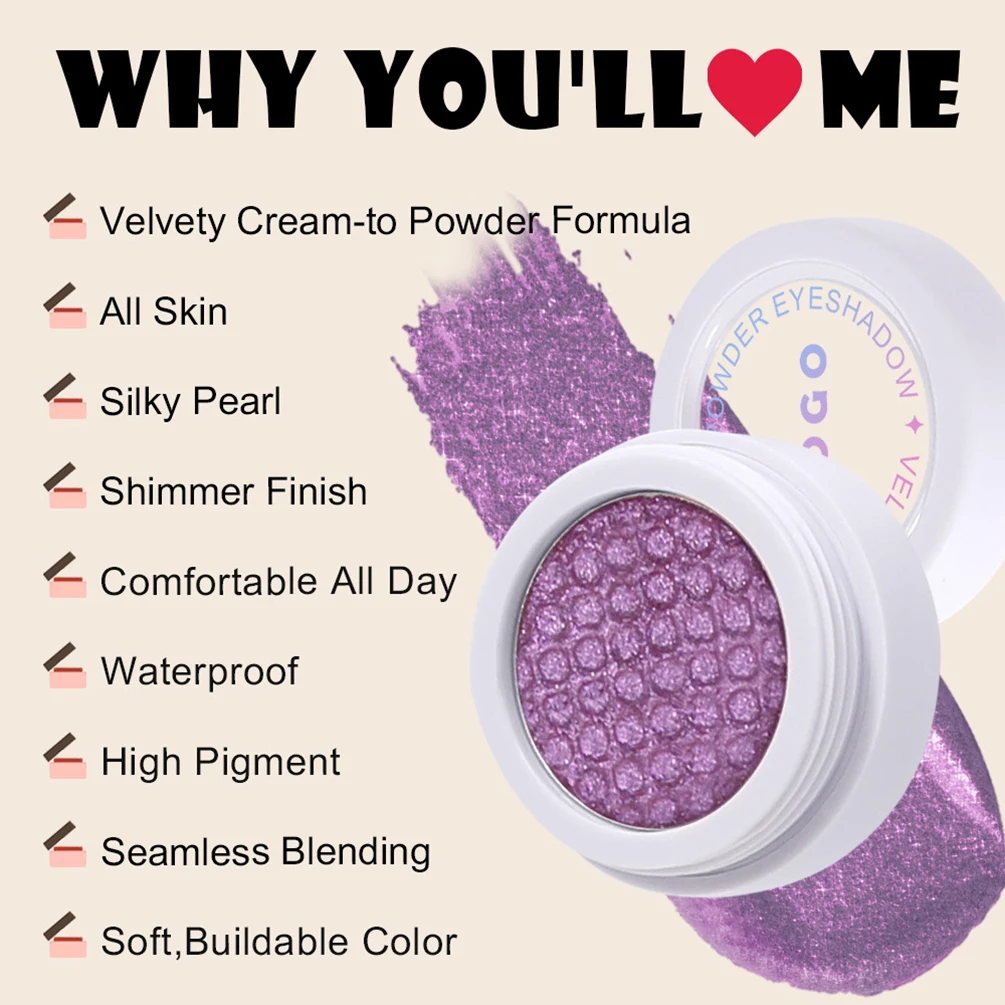 Ombretto camaleonte monocromatico Etichetta privata 20 colori Shimmer Impermeabile Logo personalizzato Trucco a lunga durata Cruelty Free