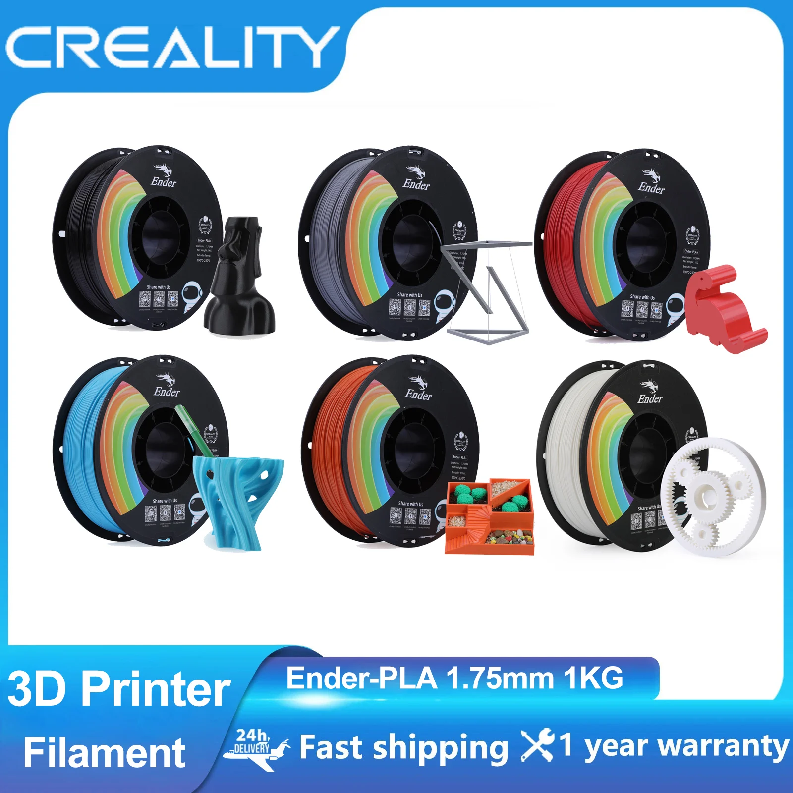 

Creality 3D Printer Filament 1.75mm PLA/Ender-PLA 1KG Faster Printing/Cooling High Precision Better Fluidity Higher Toughness