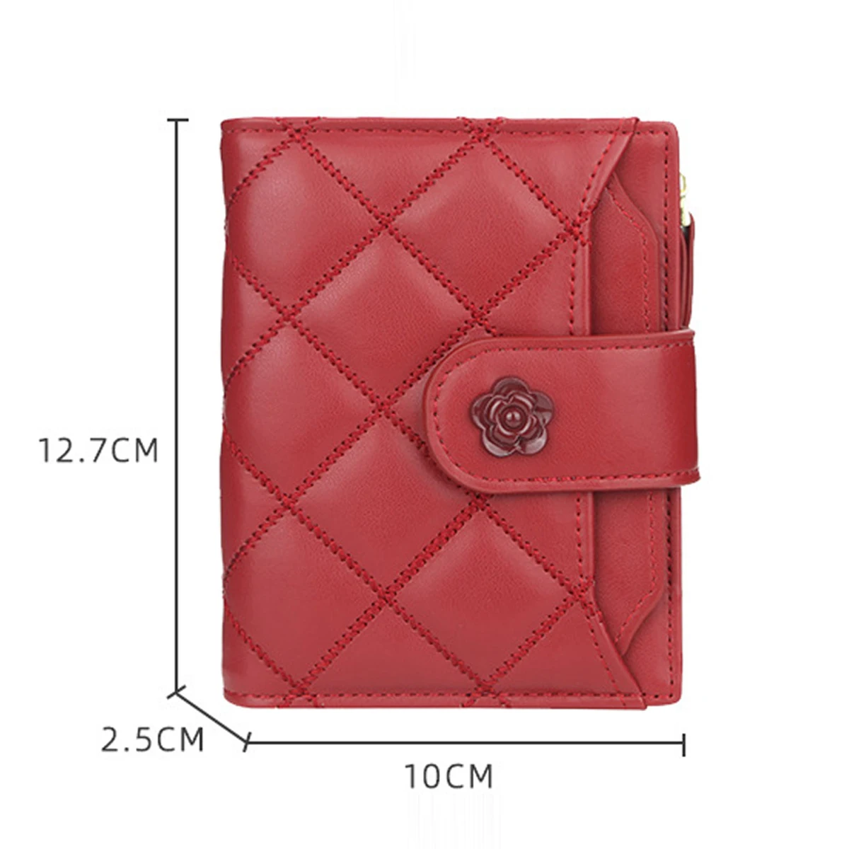 PU Fashion Women's Bear Short Wallet Buckle Cartoon Cartoon Printed Wallet Multi Card Position Coin Purse Zipper Card Holde