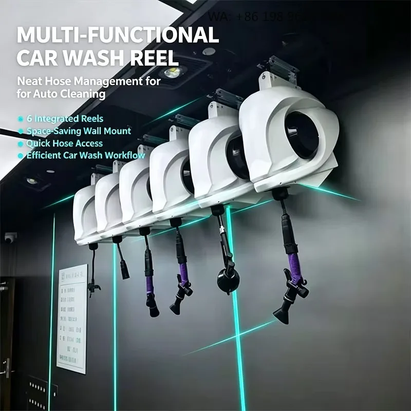 Sunny Weather Customizable Steel Wire  High Pressure Dual Pipe Hose Reel Optional Single/Multi Circuit Car Wash Station