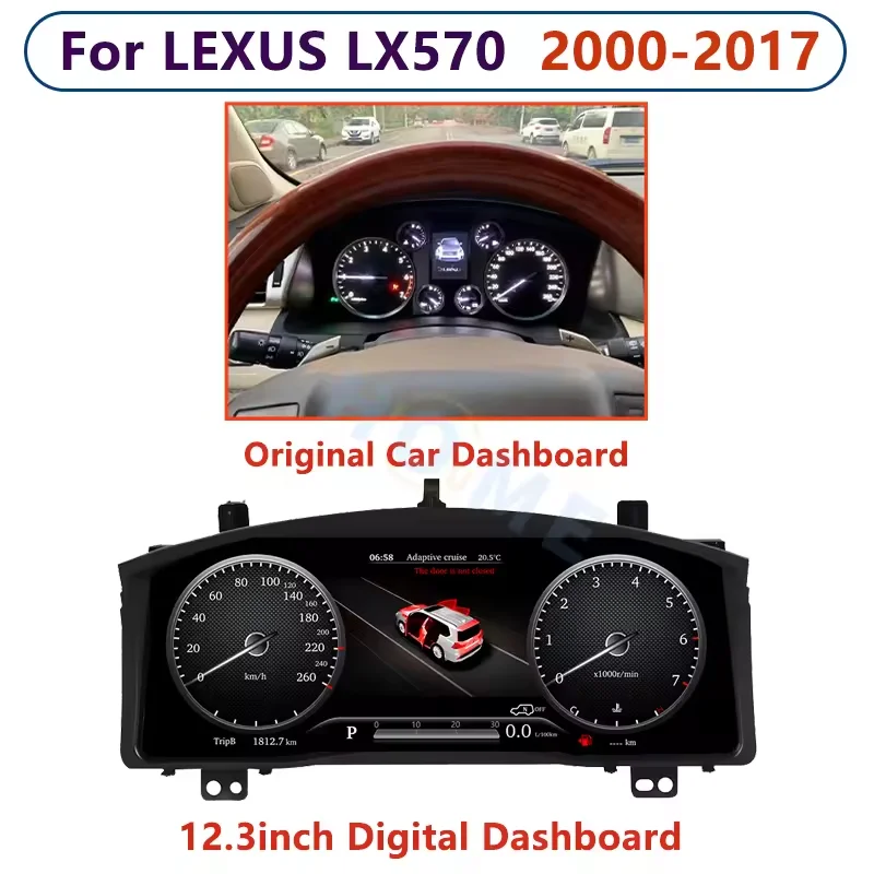 نظام لينكس LCD الرقمي 12.3 بوصة لـ. LX570 2007-2017 لوحة افتراضية للملاحة الرقمية للوحة القيادة #2