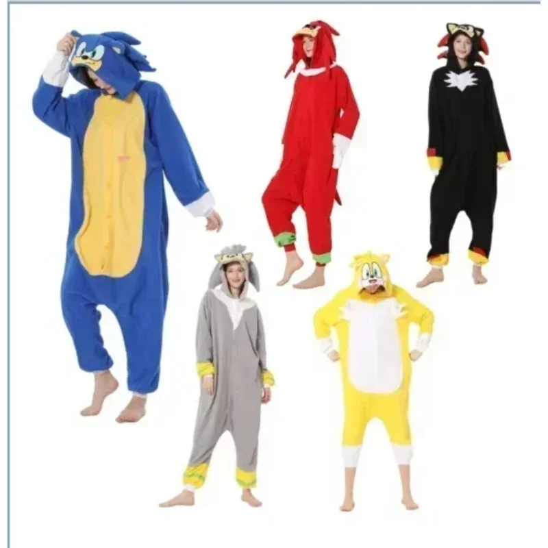 Disfraz de estilo de la serie aa69Sonic para adultos, ropa Sonic, Pijama de cuerpo completo de alta calidad, Pijama de Anime de una pieza para amantes, Cosplay
