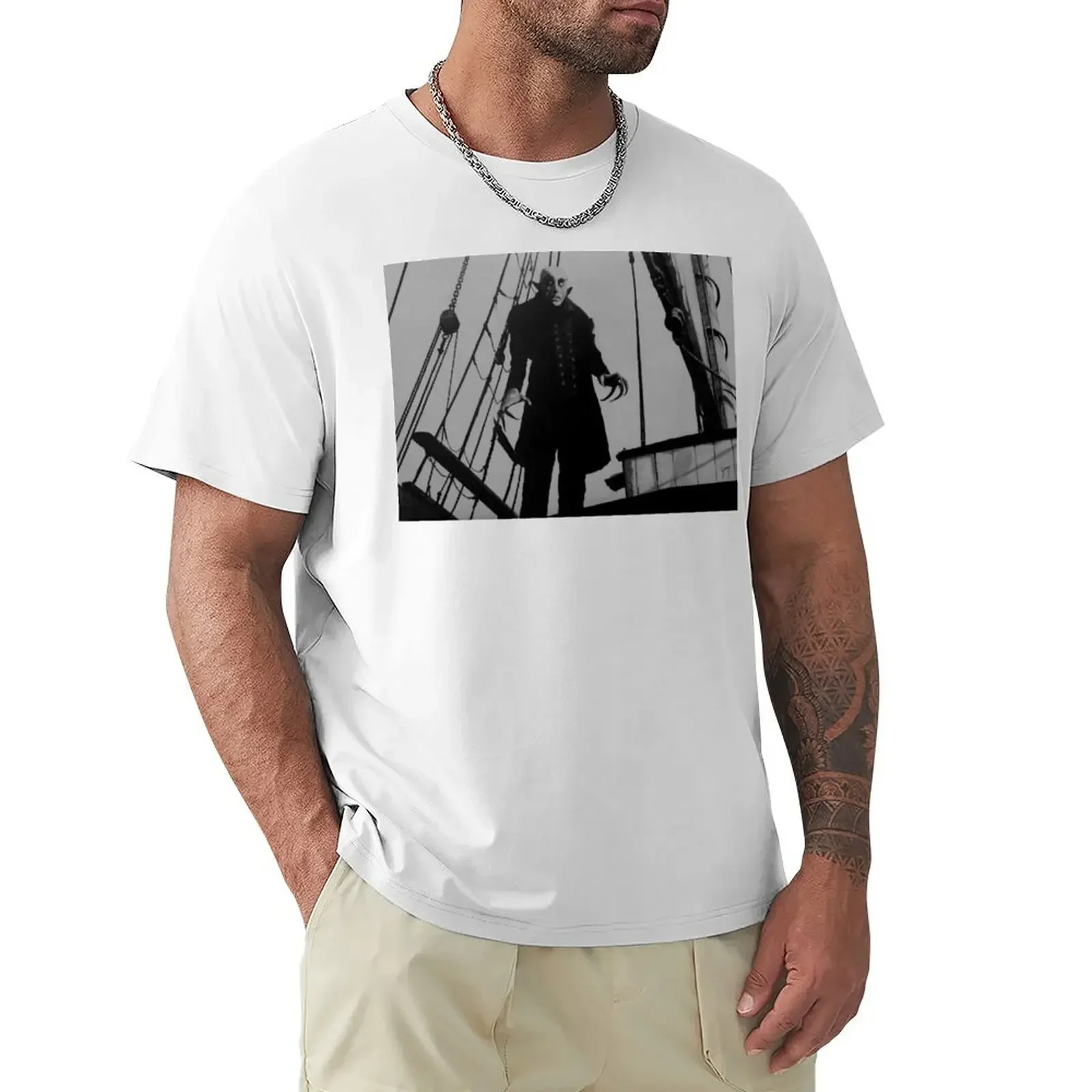 2024 korean fashion summer tops men graphic t shirts Nosferatu vintage T-shirt  men clothing Casual T-shirts man Cartoon image 5