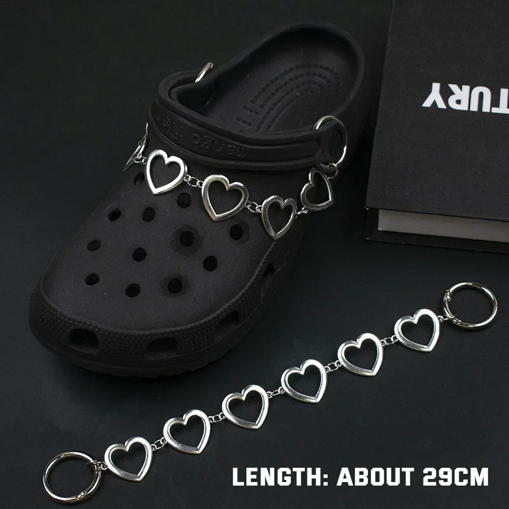 1Pcs Hip-hop Metall Sneaker Dekoration Punk Mode High-top Leinwand Schuh Kette Dunklen Stil Pin Männer frauen Slipper Sandale Zubehör – Detail 5