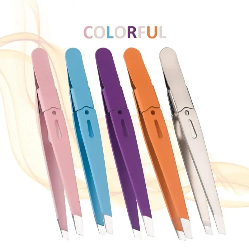 Eyebrow Tweezer 1 Piece Colorful Hair Beauty Fine Hairs Puller Stainless Steel Slanted Eye Brow Clips Removal Makeup Tools