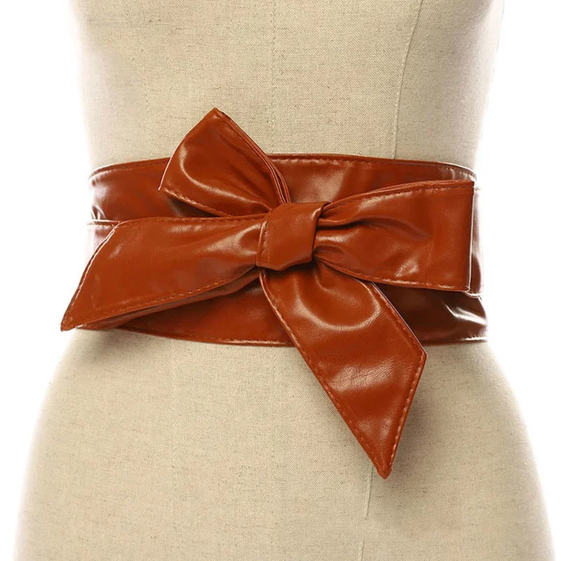 2024 Fashion Girdle Female All-match Women's Dress Accessories Wide Bowknot Belt Length and Width