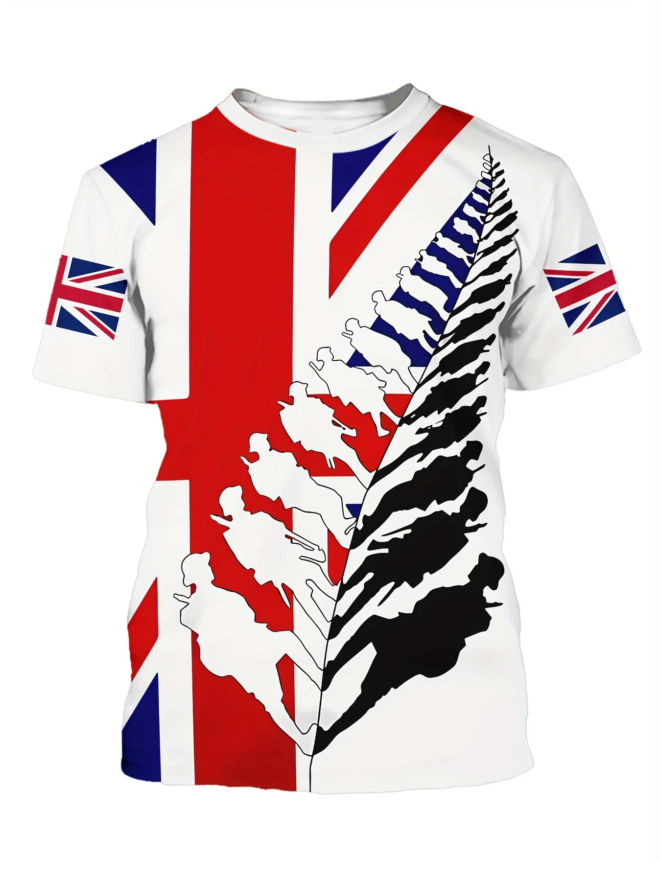 UK Flag Pattern Design T-shirts Men\'s O-Neck Short Sleeved T Shirt British National Emblem Football 2024 Summer Man Clothing