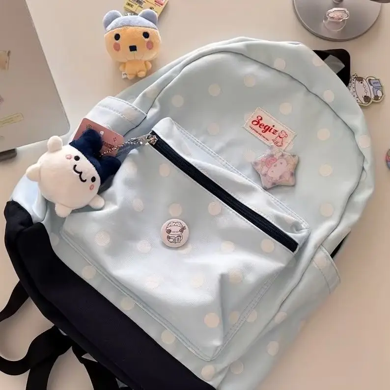 

Simple Cute Polka Dots Large-capacity Backpack Student schoolbag Return To School Book Storage Bag Woman Bag School Satchels