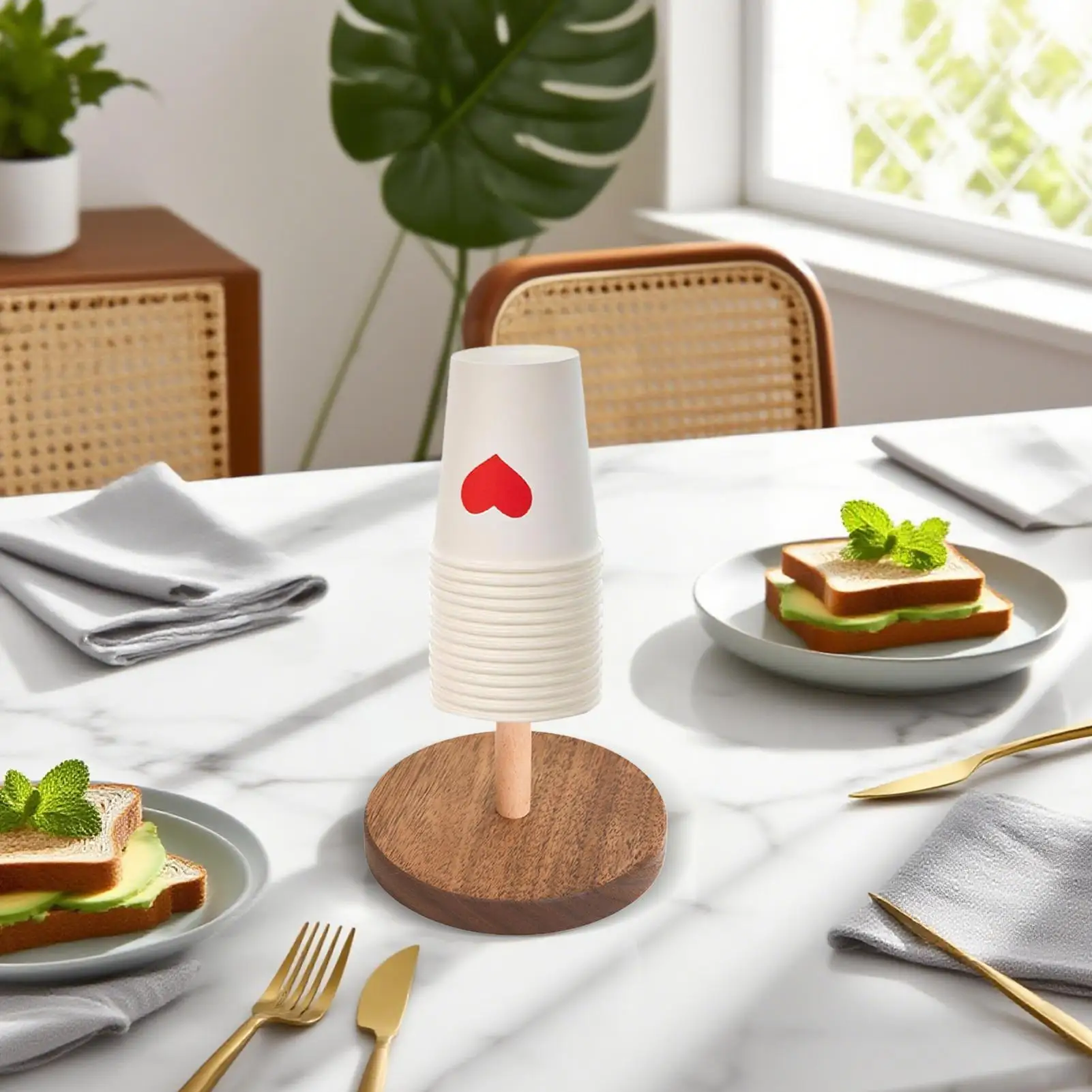 

Диспенсер для кофейных чашек, деревянная подставка для кружки для напитков, декоративный держатель для бумажных стаканчиков для прикроватной тумбочки, ванной комнаты, стойки, кухни, кемпинга, кафе-бара