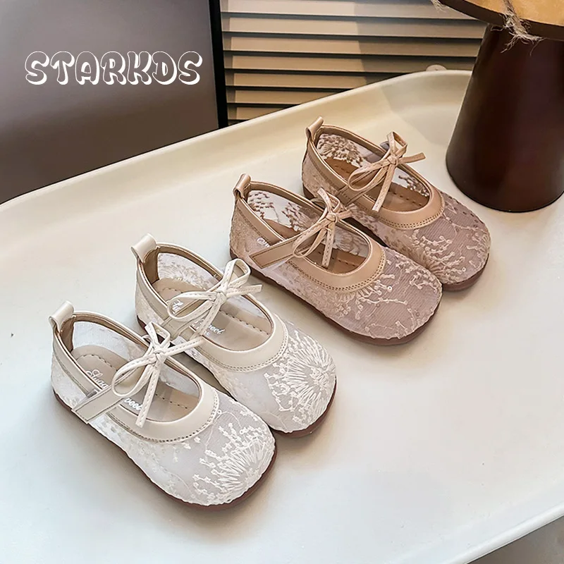 

Floral Embroidery Wedding Party Lace Ballet Flats kid Girls Breathable Mesh Ballerina Shoes Baby Child Bowknot Mary Jane Zapatos