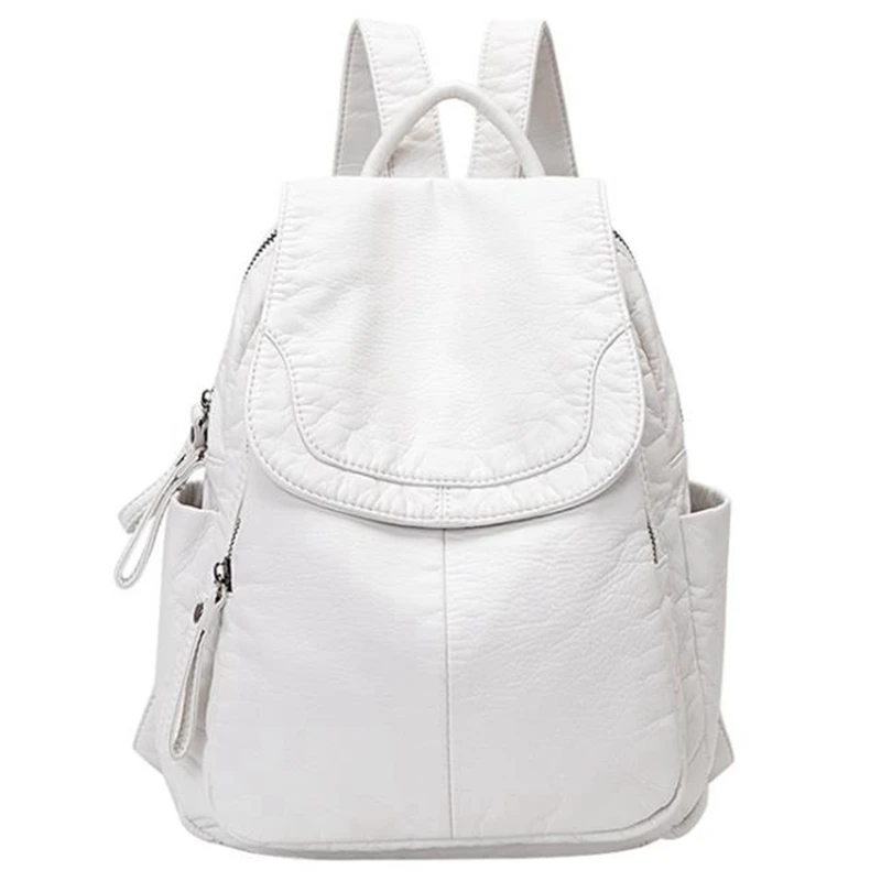 Imagem -02 - Bolsa de Escola Casual de Couro Macio Feminino Lavado Mochila de Couro Menina Viagem Pequena Bolsa de Escola