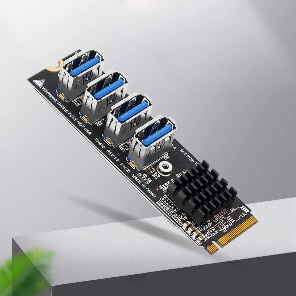 M.2 NVME to 4 Port PCI-E X1 USB3.0 Riser Card PCI Express Multiplier Hub Adapter M2 Riser Card For Antminer Bitcoin Miner Mining