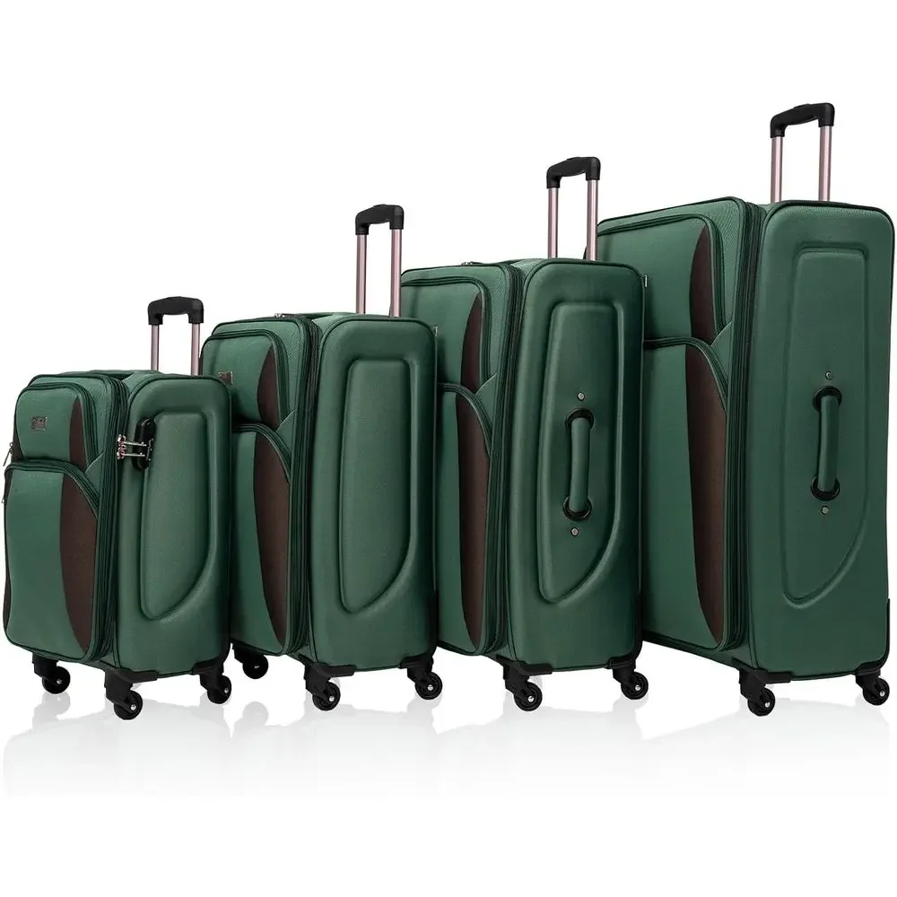 

Expandable Luggage Set: Lightweight Travel Suitcases with Lock & 360° Spinner Wheels, Durable Softside, 20-32, Green
