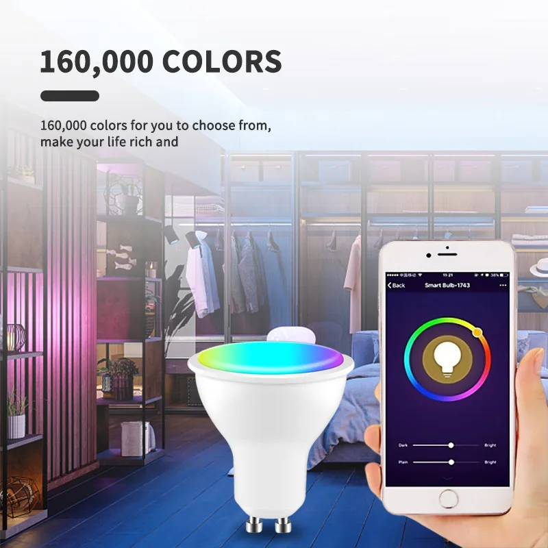 Tuya WiFi Smart Dimmable Copo de Luz, Alexa e Google Voice Control, GU10, 4W, ZN285816