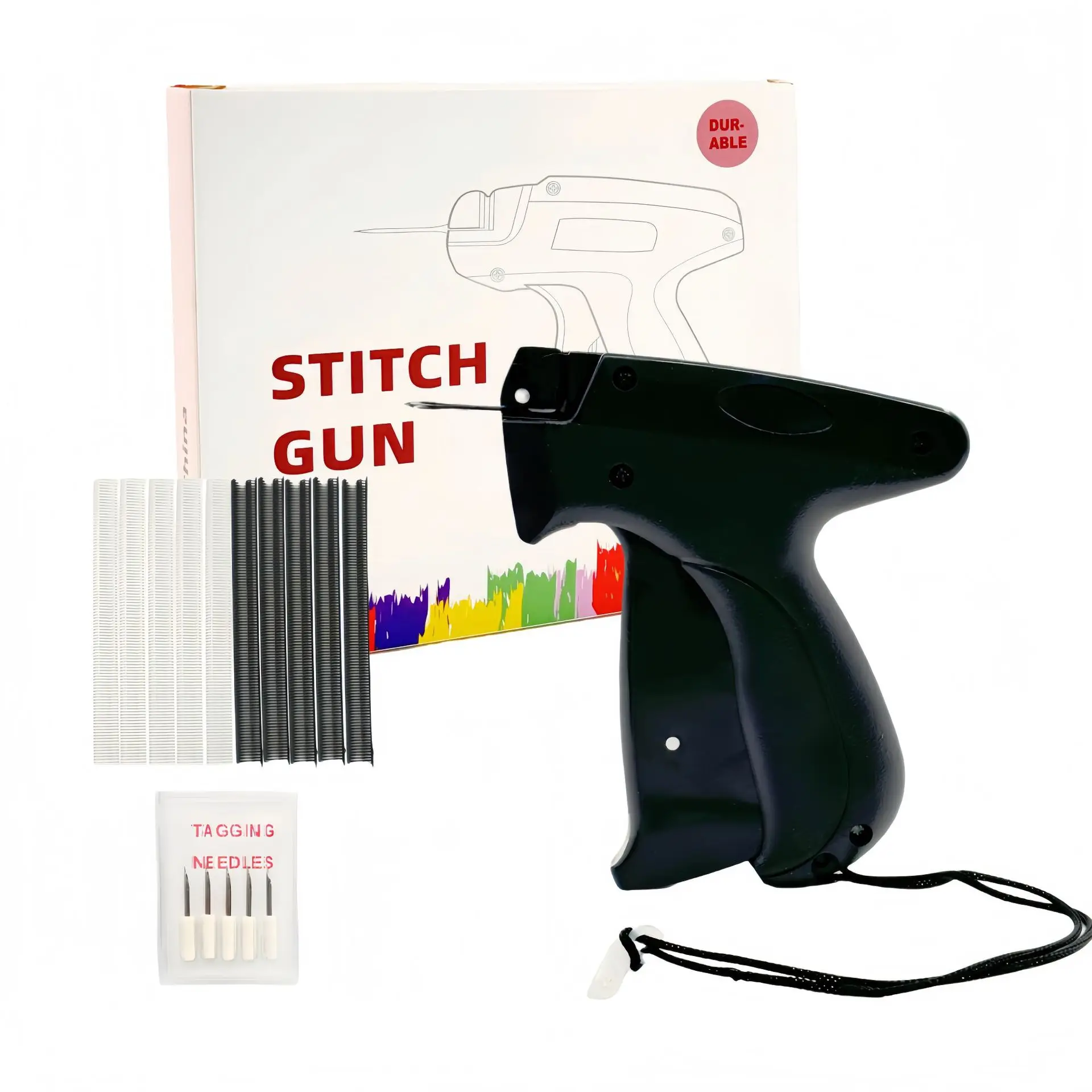 Stitch Gun for Clothes - Handheld Stitch Gun Quick Clothing Fixer Tagging Gun Includes 5 Needle 1000 Black &1000 White Fasteners