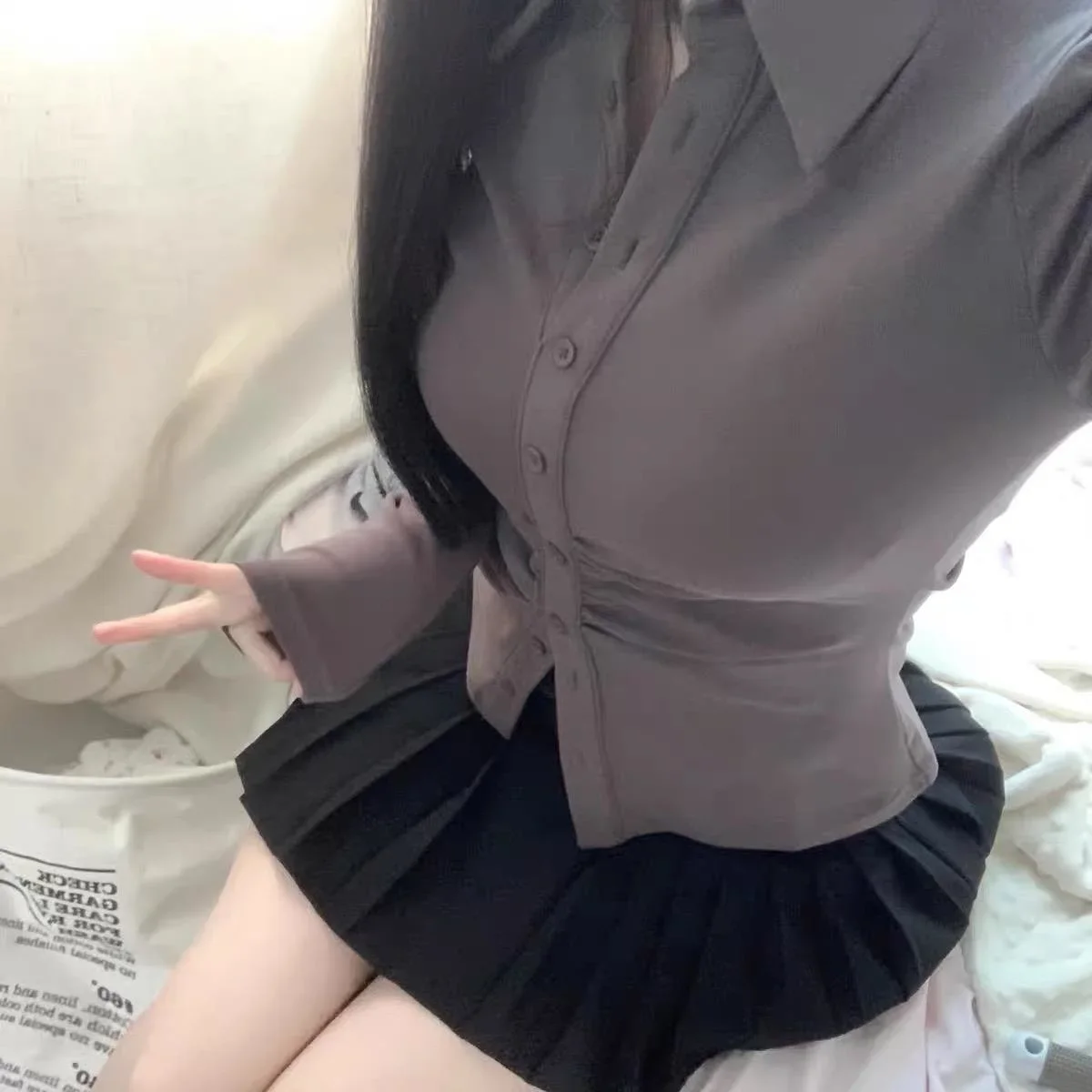 with Thin Waist Shirt Vintage Clothes for Women Tops Shirts Blouses