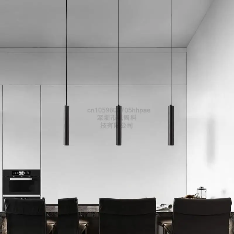 اسطوانة قلادة LED مصباح عكس الضوء 220 فولت أنبوب طويل ديكور قلادة ضوء غرفة الطعام مصباح معلق 7 واط 12 واط ثريا للديكور المنزل