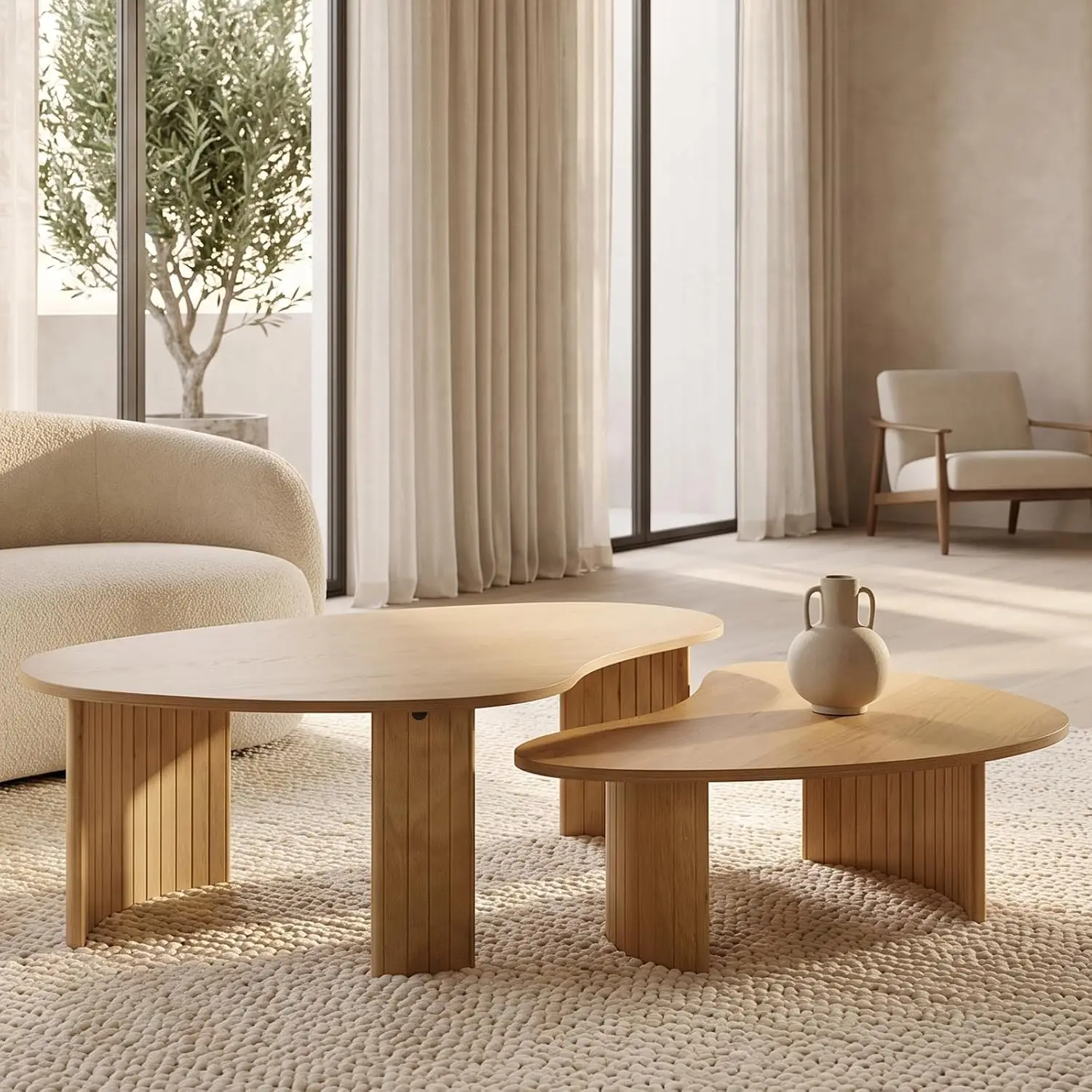 Cloud Shape Nesting Coffee Tables Set of 2, Modern Living Room Furniture, Customized