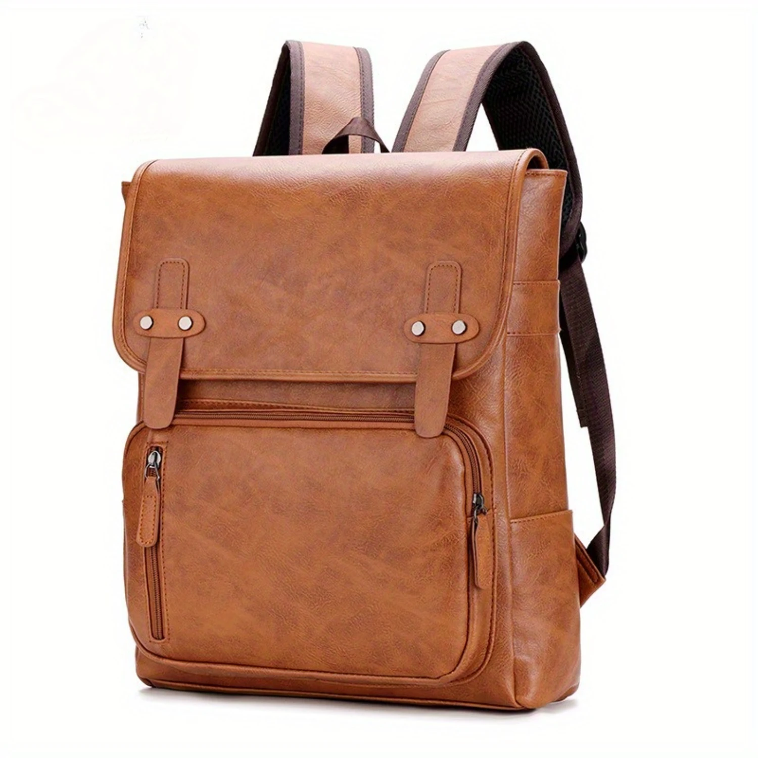 

1pc Men's Trendy Cool PU Leather Outdoor Backpack