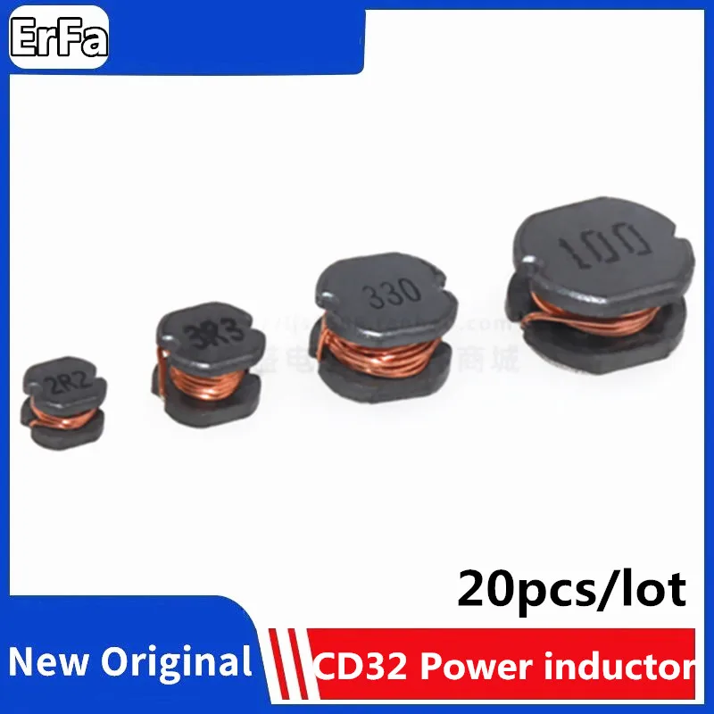 

20pcs CD32 Power inductor 1UH 1.5UH 2.2UH 3.3UH 4.7UH 6.8UH 10UH 15UH 22UH 33 47 68 100 150 220 330UH 2.2MH 1R0 1R5 2R2 4R7 6R8