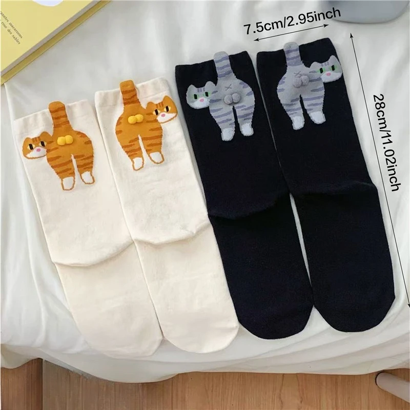 Gift for Cat Lovers: Cartoon Cat Ladies Cotton Socks Breathable and Comfortable Socks for All Seasons