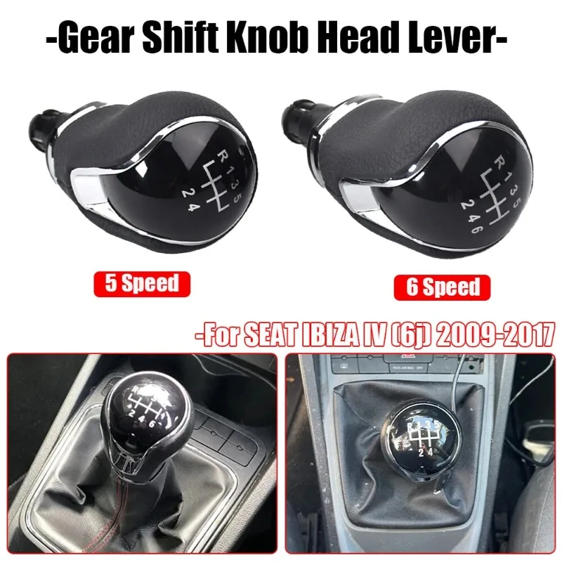 

5 Speed 6 Speed Car Gear Shift Knob Lever Shifter Handle Stick For SEAT IBIZA IV (6J) 2009 2010 2011 2012 2013 2014 2015-2017