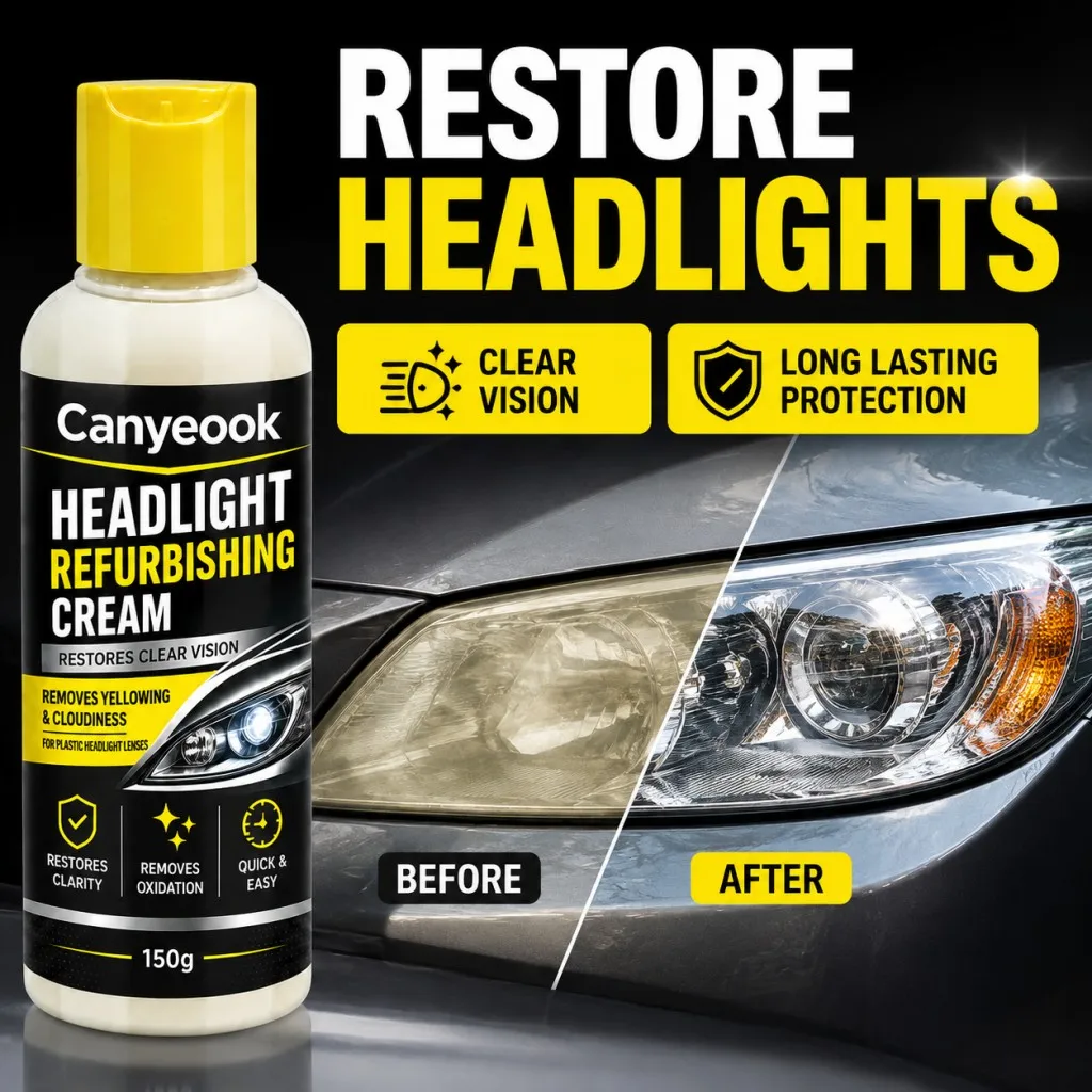CANYEOOK  Headlight Repair Cream Restore Foggy Yellow Oxidized Lens Anti-Aging Protective Coating Renew Polish,150g