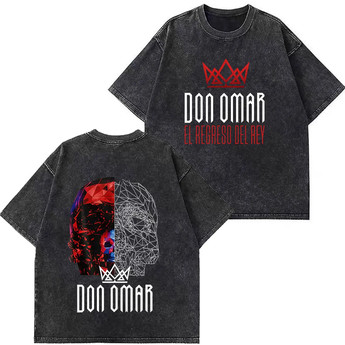 Camiseta Vintage Lavada con Estampado del Rapero Don Omar Tour 2026, Camisetas Góticas Punk para Hombre y Mujer, Camisetas Holgadas Informales de Algodón, Camisetas Hip-hop