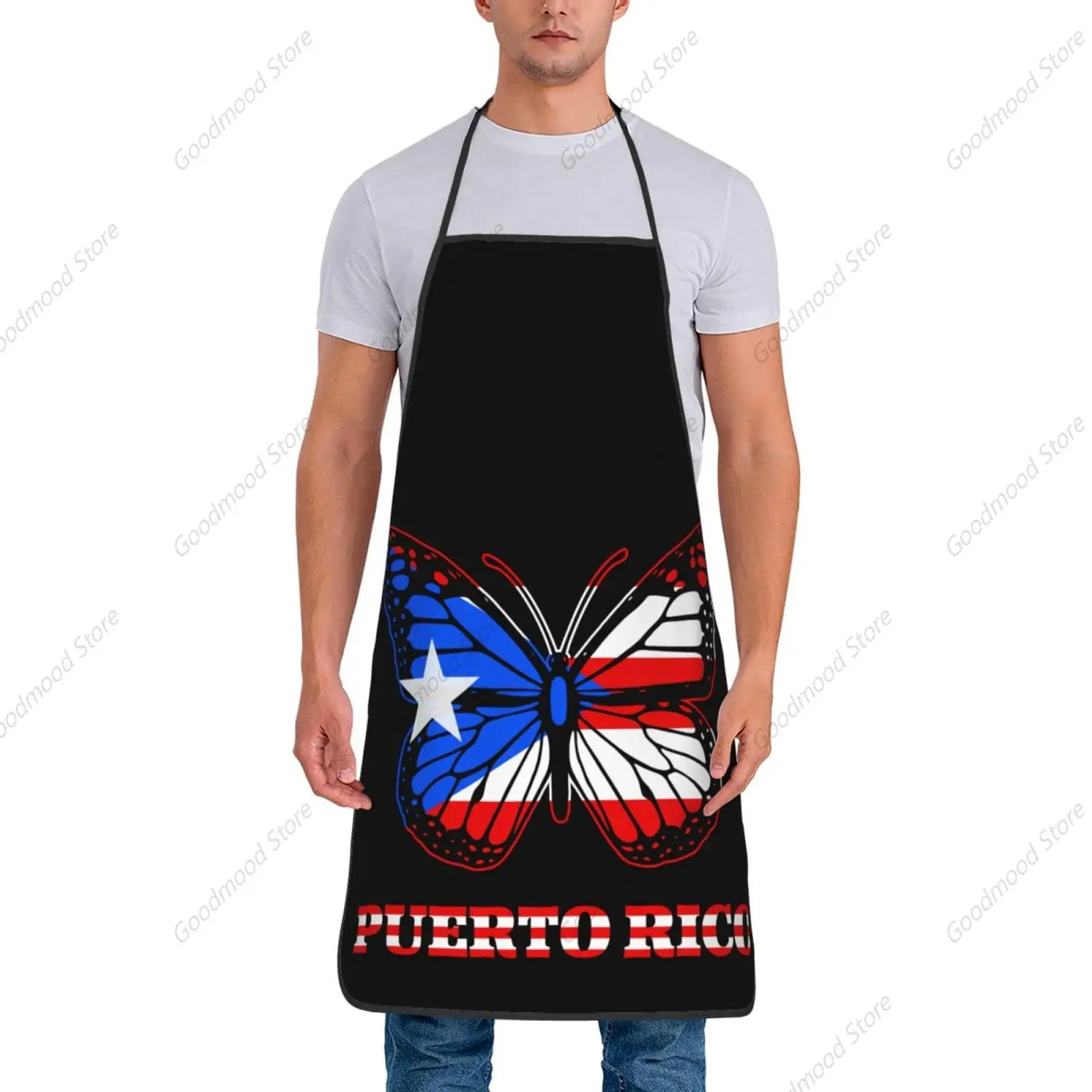 Butterfly Puerto Rico Puerto Rican Flags Apron For Men Women Adjustable Funny Vintage Aprons For Kitchen Cooking Bbq & Grill