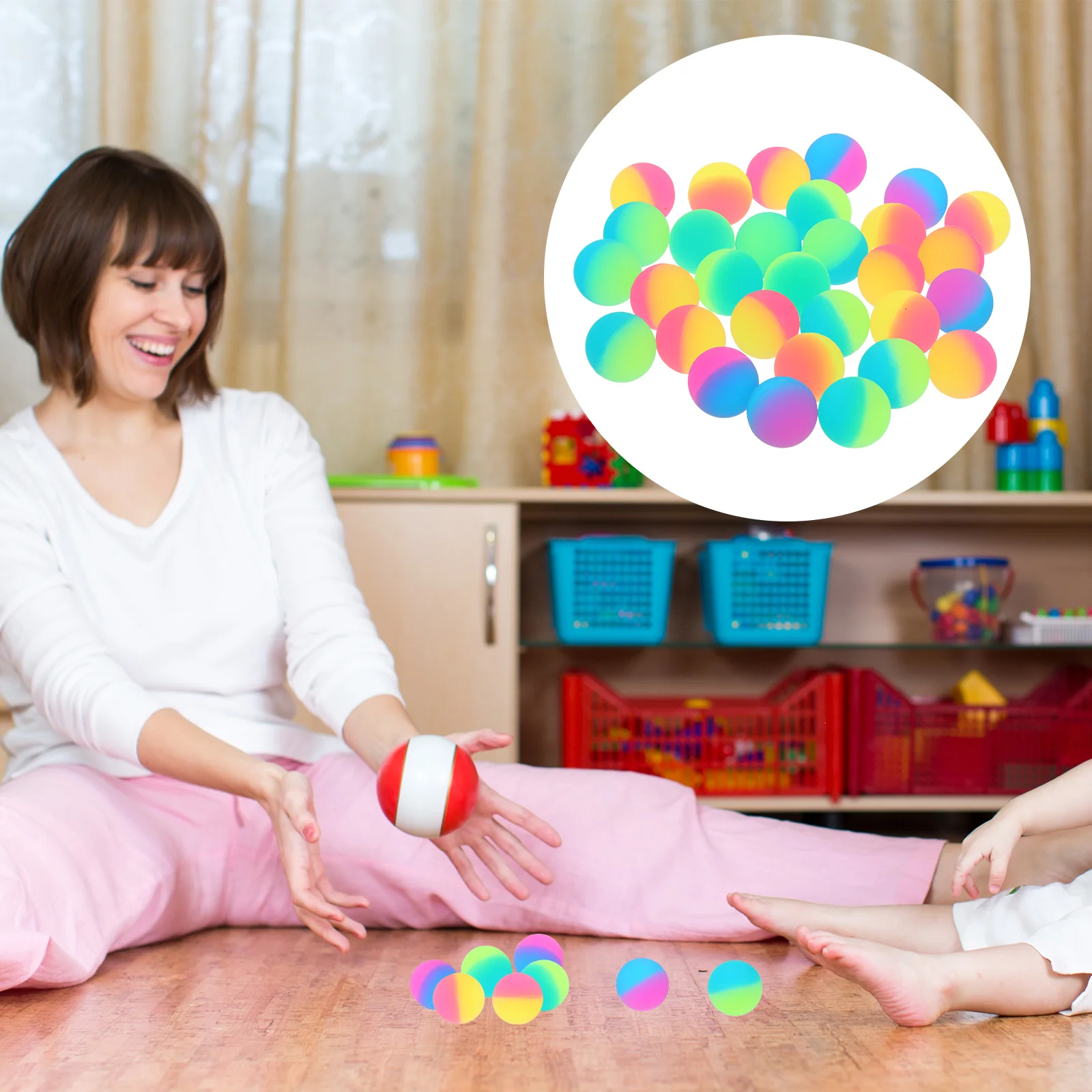 30pcs Two-color Bouncy Plastic Kids Toys Floating Balls Small Size Lightweight Kids Plastic Balls
