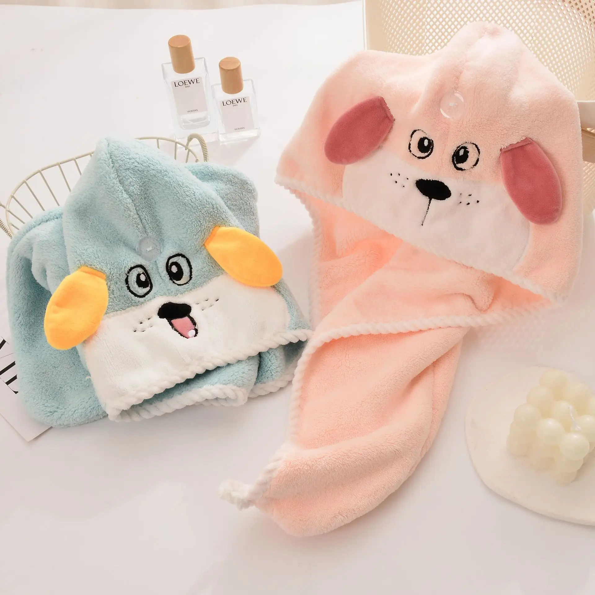 Extra-thick, Super-absorbent Dog-shaped Drying Cap for Women; Adult Hair-drying Towel Made of Coral Fleece, Class A Bath Cap