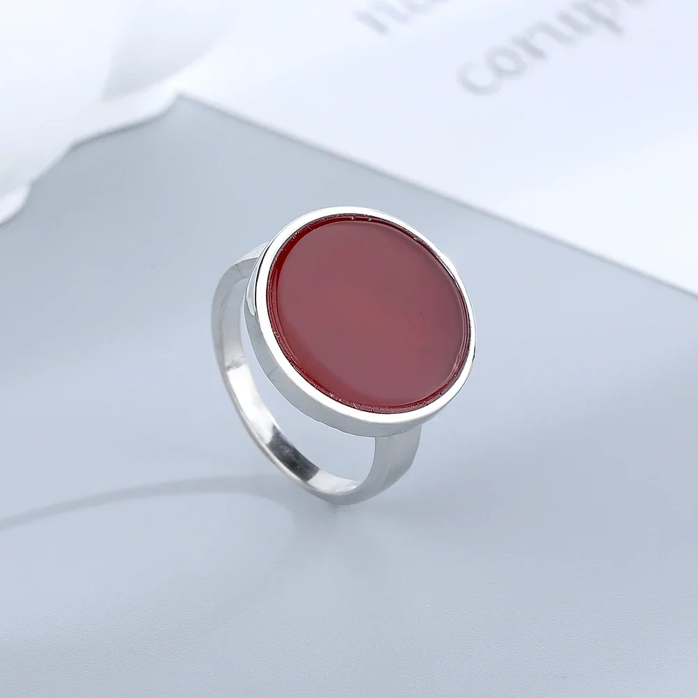 Women's 925 Sterling Silver Ring with Rhodochrosite