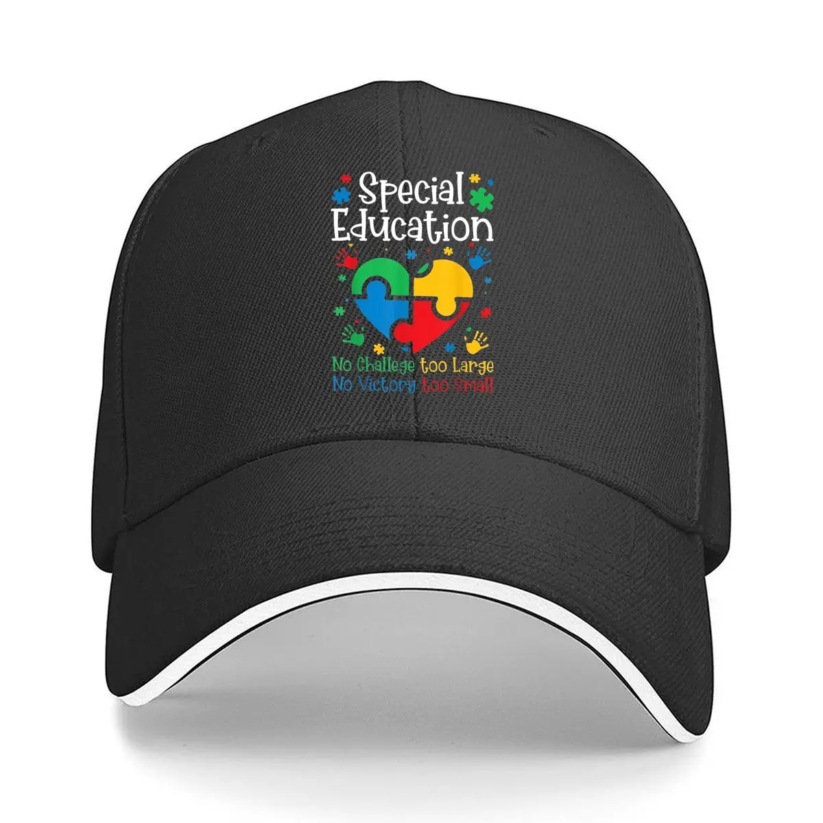 Special Education Puzzle Heart Sandwich Baseball Cap