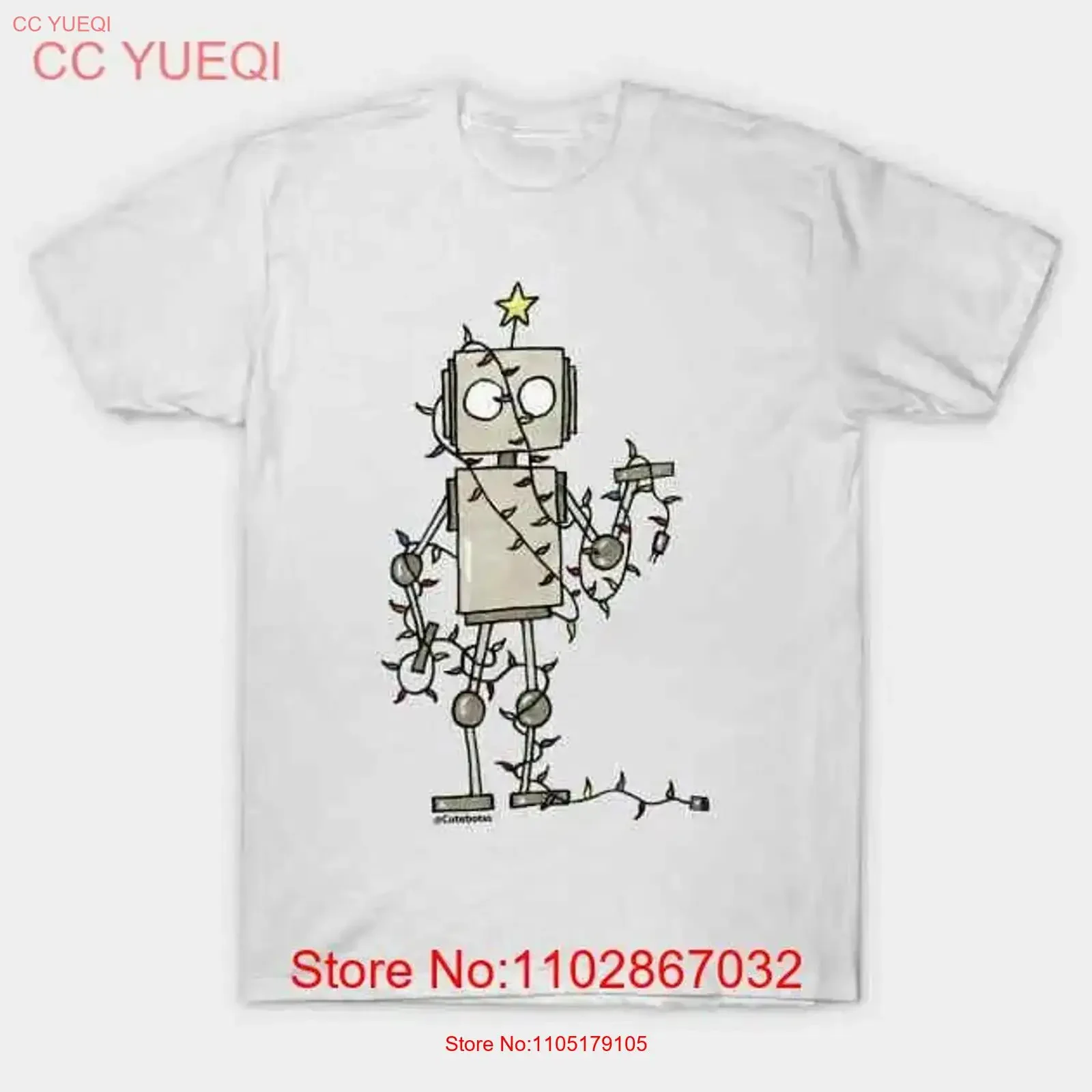 CuteBots wrapped in Christmas Lights Made Australia T Shirt S 5XL vintage Washed streetwear fashion homme Versatile Comfortable