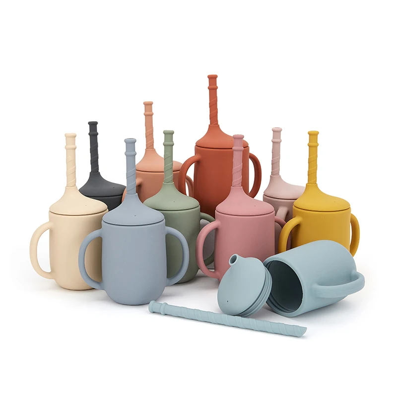 Silicone high quality baby drinking cup silicone sippy cup design silicone milk cup juice cup