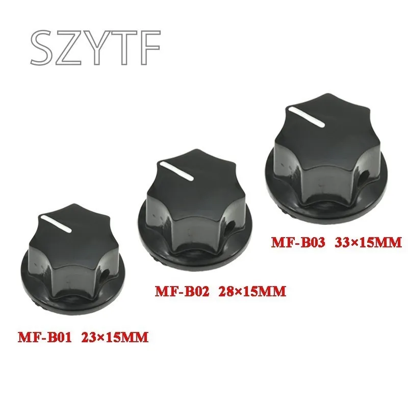 10PCS / LOT Bakelite Knob MF-B01 MF-B02 MF-B03 Hexagonal Potentiometer Band Switch Cap Inner Hole 6MM