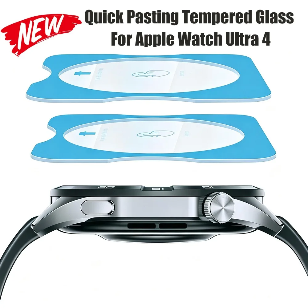 4Pcs Quick Pasting Tempered Glass For Apple Watch Ultra 4 Easy to Install Screen Glass Protective Film Ultra 3 49mm Accessories