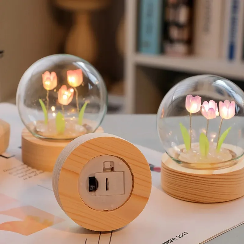 DIY Tulip Night Light Cute Bedroom Decoration Flower Lantern Valentine's Day Gift for Girlfriend Homemade Materials Handmade image 5