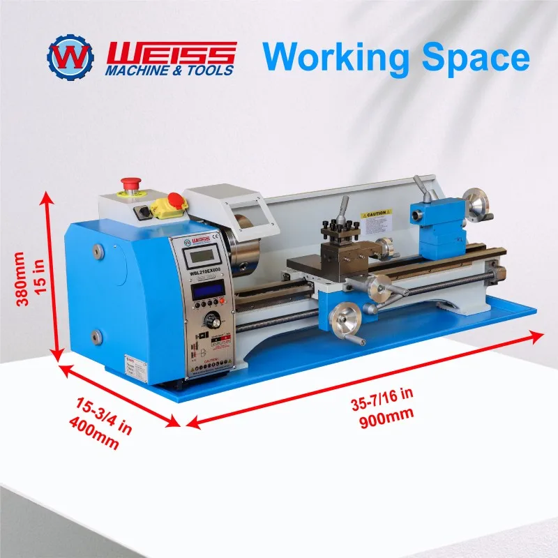 WEISS WBL210E 600mm Metal Lathe, Semi-Auto Cutting Thread Metal Lathe, 38mm Spindle Bore, 1.1kw Brushless Motor