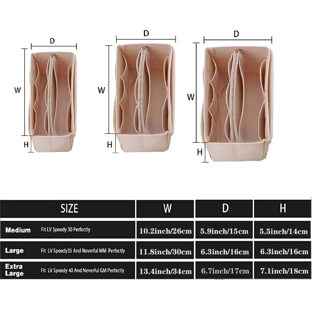Fashion Brand Make Up Organizer Felt Insert Bag for Handbag Travel Inner Purse Portable Cosmetic Bags Fit Various Brand Bags