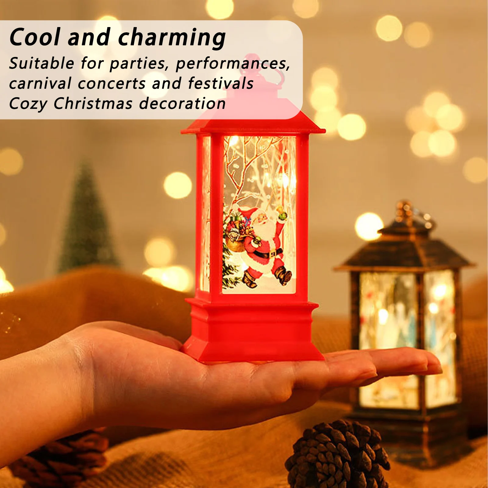عيد الميلاد متوهجة ضوء الزخرفية المحمولة LED مصباح معلق صغير سانتا كلوز الحلي للحزب هدايا الأطفال الأحمر