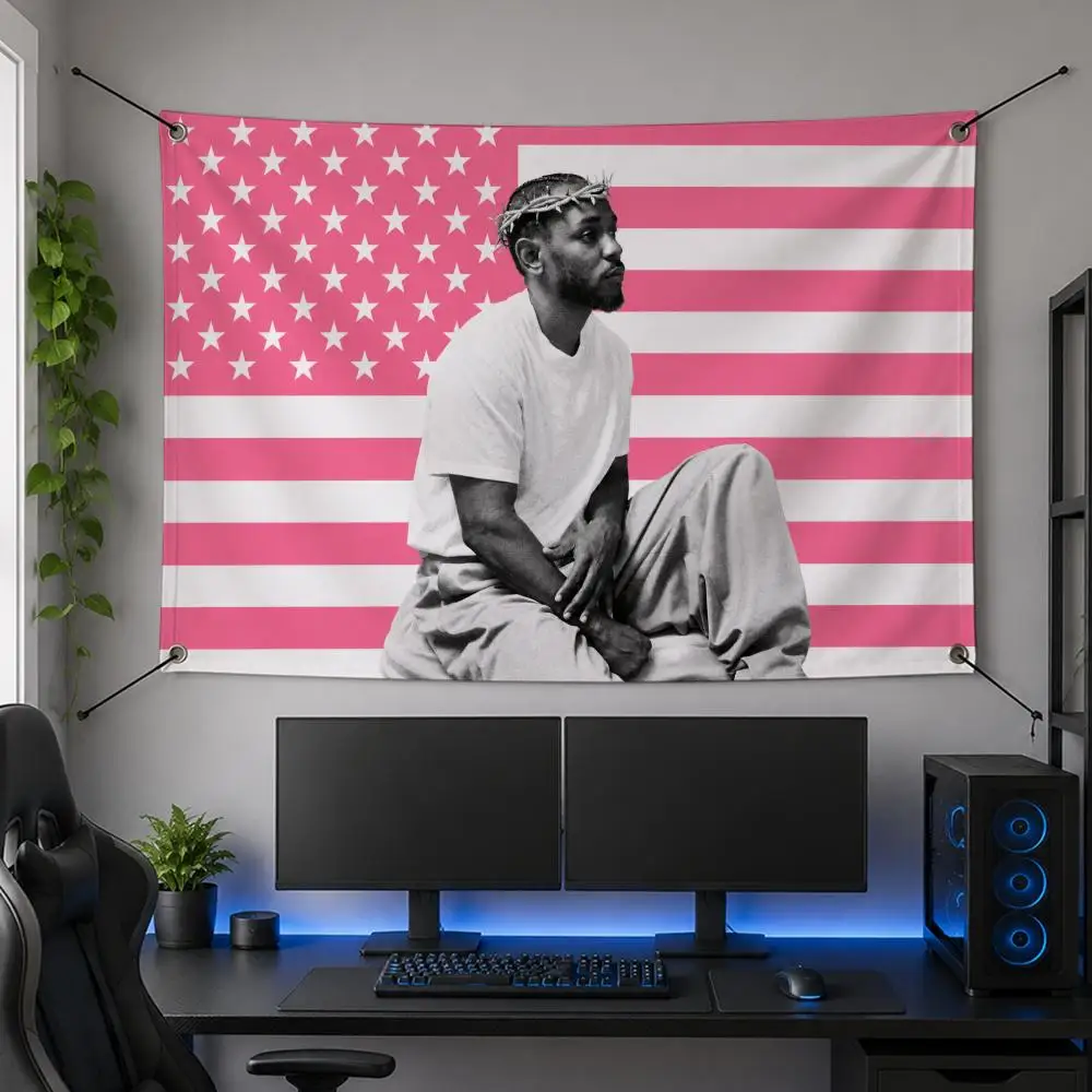 Rapper Iconic K-Kendrick Lamar Flags Flag Banner for Bedroom Dorm Party Home Living Room Game Room Gift