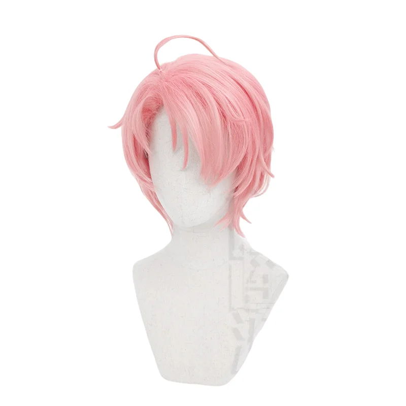 Anime Game Nu Carnival Aster Peruca Cosplay, cabelo curto rosa, cabelo sintético resistente ao calor, boné de peruca, festa de Halloween, peruca, 30cm