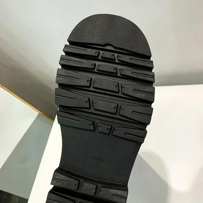 Damen Hohe Stiefel Mode Rutschfeste Wasserdichte Winter-Reißverschluss PU-Leder Kniehohe Stiefel Damen Klobige Plateau-Langstiefel – Detail 14