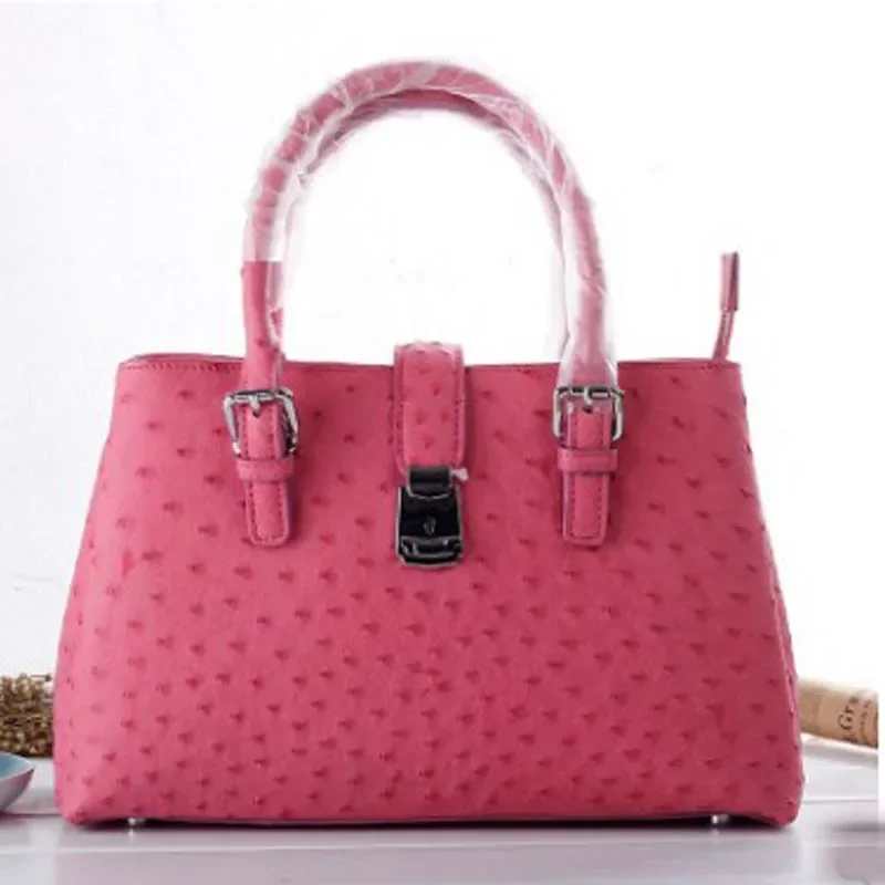 ourui true  Ostrich leather  female  handbag   Rome package  pink  Women bag